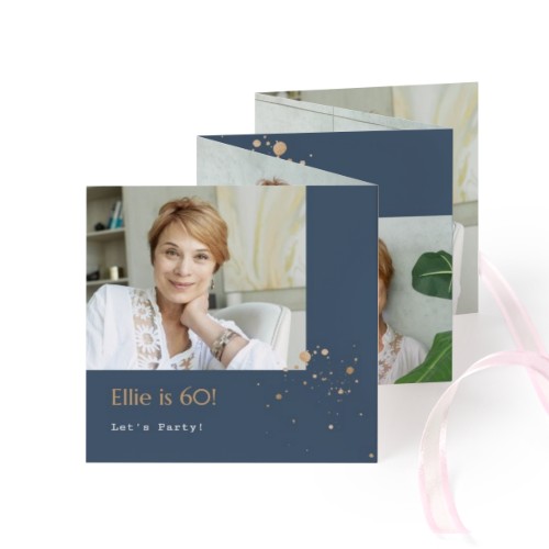 Fold out photo card Square Pink ribbon - set of 12 (8 x 8 cm)