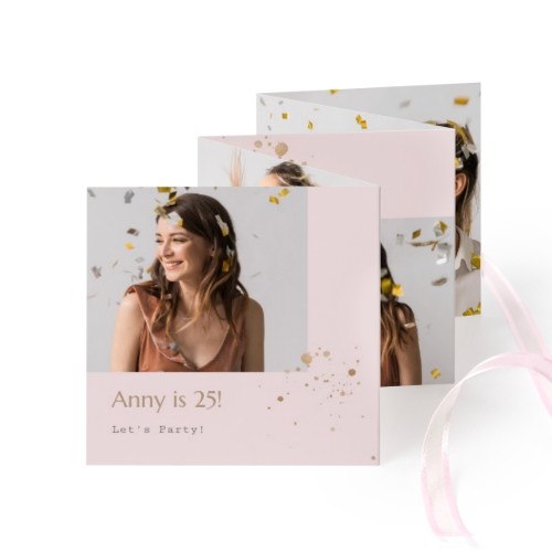 Carte portfolio Carré (lot de 12) ruban rose (8 x 8 cm) Carte portfolio Carré (lot de 12) ruban rose (8 x 8 cm)