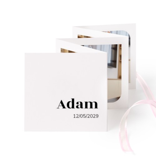 Portfoliokaart Vierkant (Set van 12) Roze lint (8 x 8 cm)