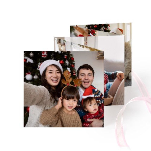 Fold out photo card Square Pink ribbon - set of 12 (8 x 8 cm) Fold out photo card Square Pink ribbon - set of 12 (8 x 8 cm)