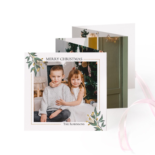 Fold out photo card Square Pink ribbon - set of 12 (8 x 8 cm)