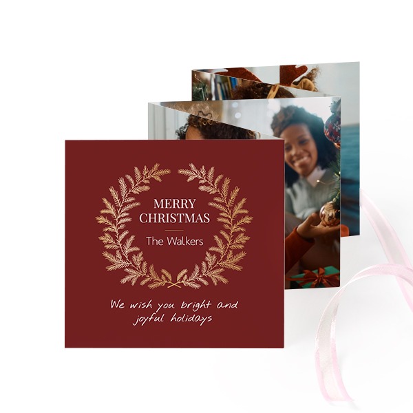 Fold out photo card Square Pink ribbon - set of 12 (8 x 8 cm)