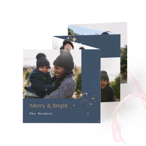 Fold out photo card Square Pink ribbon - set of 12 (8 x 8 cm)