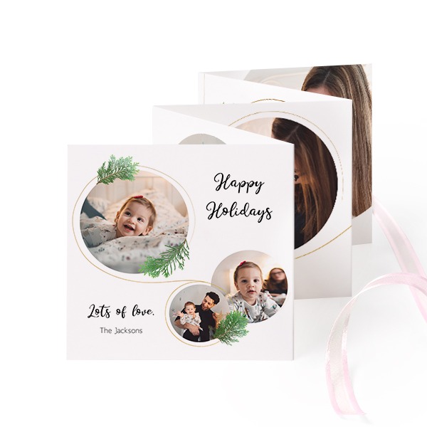 Fold out photo card Square Pink ribbon - set of 12 (8 x 8 cm)