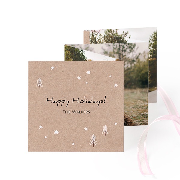 Fold out photo card Square Pink ribbon - set of 12 (8 x 8 cm)