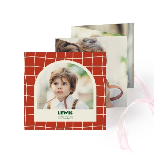 Carte portfolio Carré (lot de 12) ruban rose (8 x 8 cm)