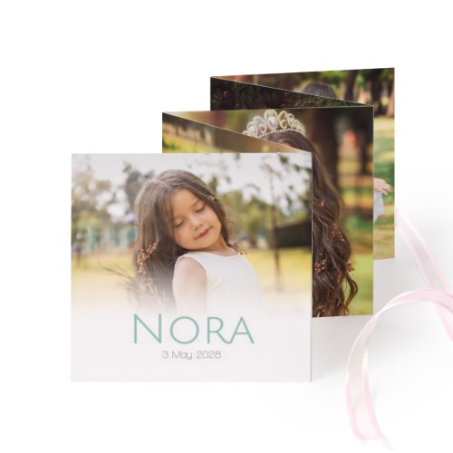 Fold out photo card Square Pink ribbon - set of 12 (8 x 8 cm)