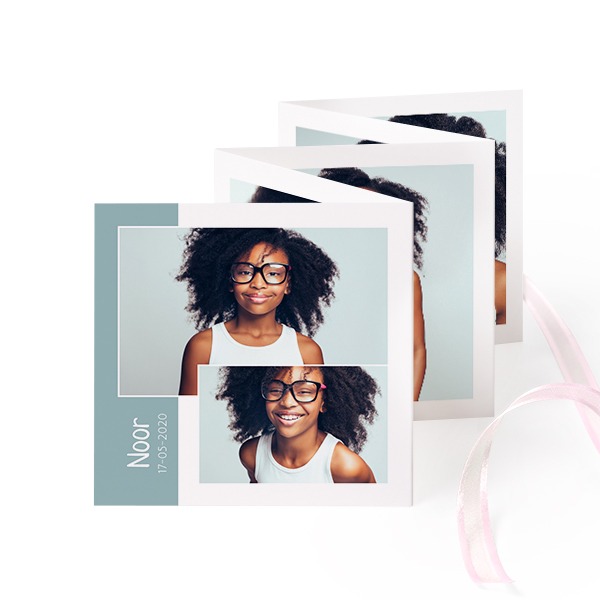 Carte portfolio Carré (lot de 12) ruban rose (8 x 8 cm)