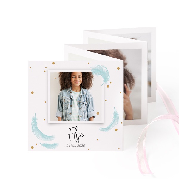 Fotokort 10 sider Kvadrat lyserøde bånd - 12 stk (8 x 8 cm)