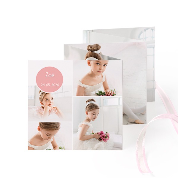 Carte portfolio Carré (lot de 12) ruban rose (8 x 8 cm) Carte portfolio Carré (lot de 12) ruban rose (8 x 8 cm)