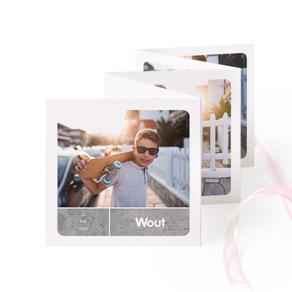 Fold out photo card Square Pink ribbon - set of 12 (8 x 8 cm) Fold out photo card Square Pink ribbon - set of 12 (8 x 8 cm)
