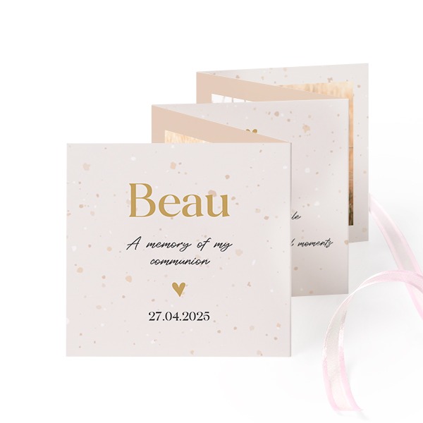 Fold out photo card Square Pink ribbon - set of 12 (8 x 8 cm)