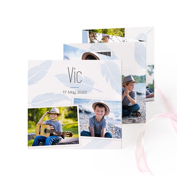 Fold out photo card Square Pink ribbon - set of 12 (8 x 8 cm)