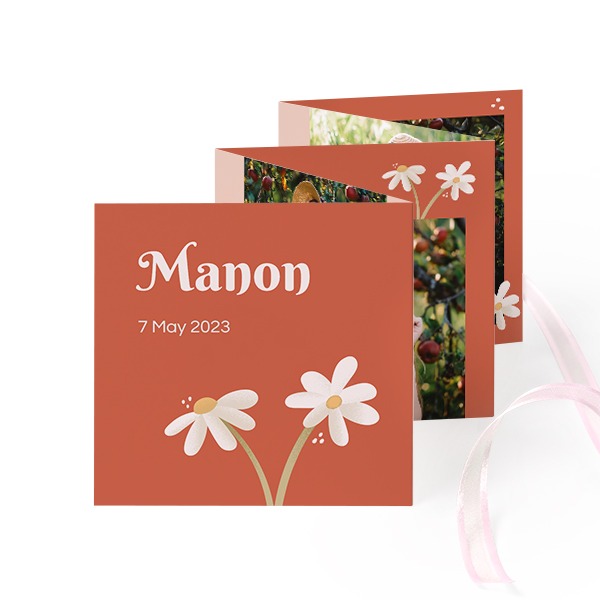 Fold out photo card Square Pink ribbon - set of 12 (8 x 8 cm) Fold out photo card Square Pink ribbon - set of 12 (8 x 8 cm)