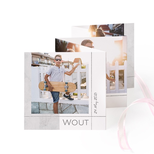 Fold out photo card Square Pink ribbon - set of 12 (8 x 8 cm)