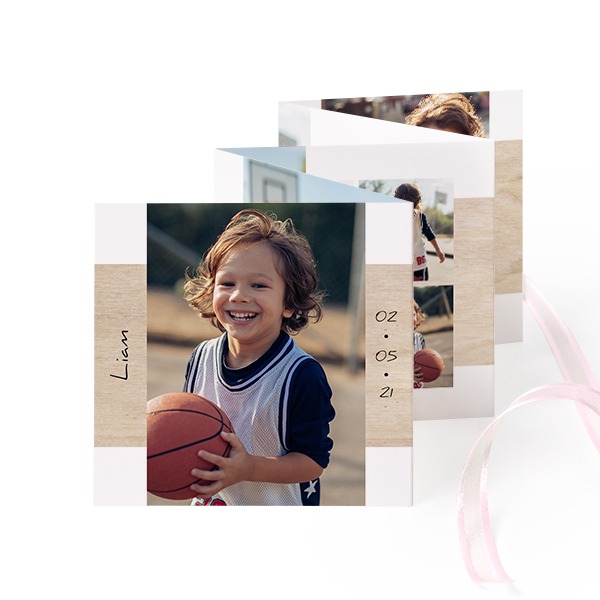 Carte portfolio Carré (lot de 12) ruban rose (8 x 8 cm)