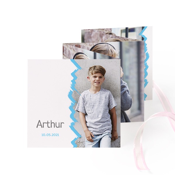 Fold out photo card Square Pink ribbon - set of 12 (8 x 8 cm)