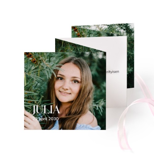 Kuvakortit 10-sivua Neliö Vaaleanpunaista Nauhaa - 12 kpl (8 x 8 cm)