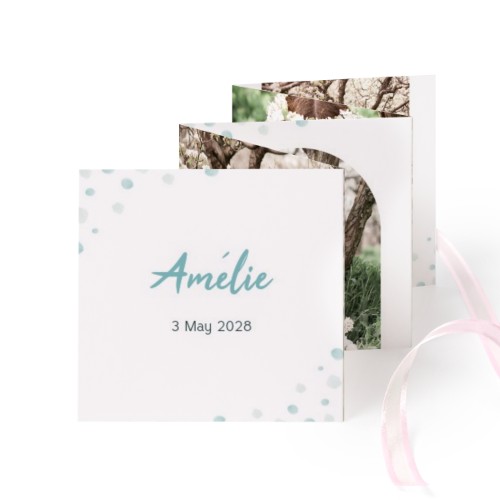 Fold out photo card Square Pink ribbon - set of 12 (8 x 8 cm)