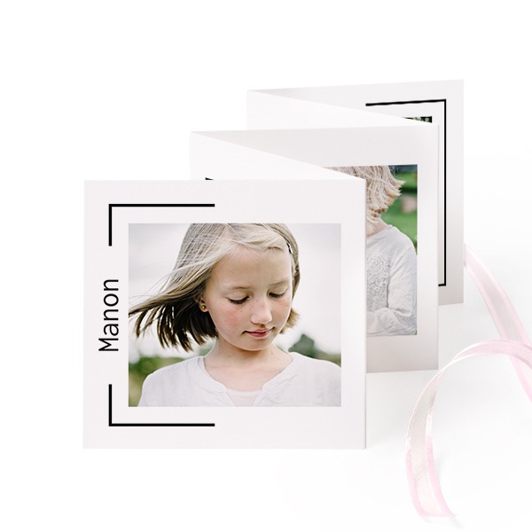 Fold out photo card Square Pink ribbon - set of 12 (8 x 8 cm)