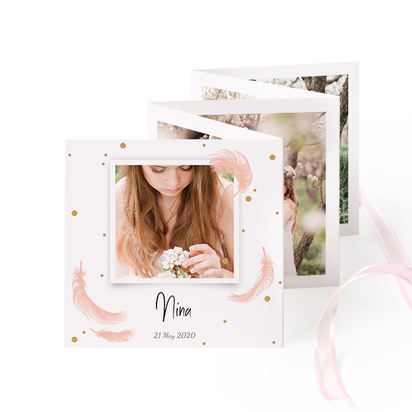 Carte portfolio Carré (lot de 12) ruban rose (8 x 8 cm) Carte portfolio Carré (lot de 12) ruban rose (8 x 8 cm)