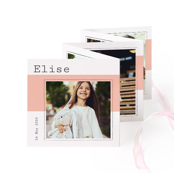 Fold out photo card Square Pink ribbon - set of 12 (8 x 8 cm) Fold out photo card Square Pink ribbon - set of 12 (8 x 8 cm)