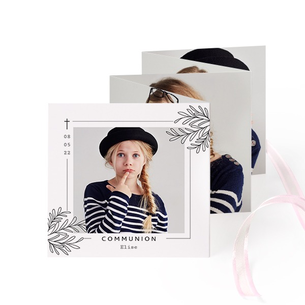 Fold out photo card Square Pink ribbon - set of 12 (8 x 8 cm)