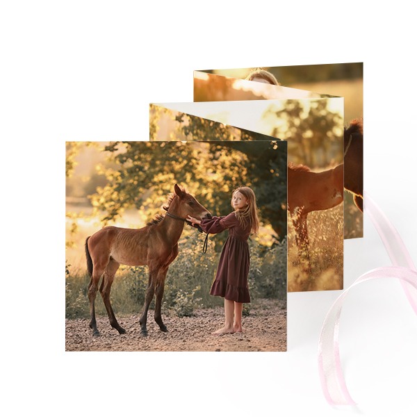 Fold out photo card Square Pink ribbon - set of 12 (8 x 8 cm) Fold out photo card Square Pink ribbon - set of 12 (8 x 8 cm)