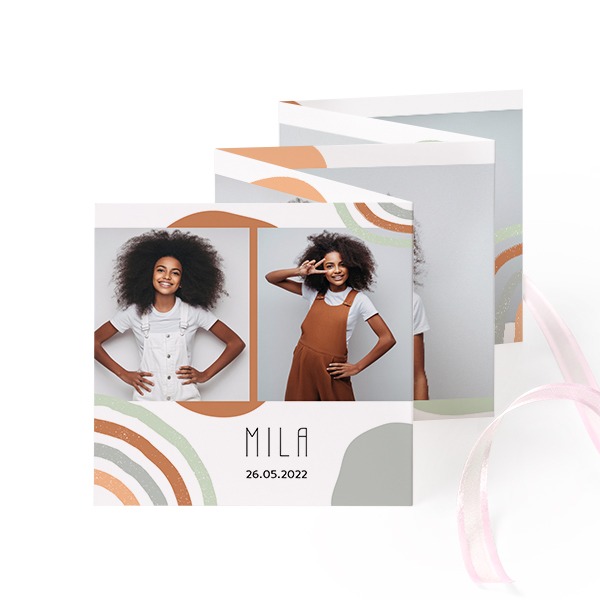 Carte portfolio Carré (lot de 12) ruban rose (8 x 8 cm) Carte portfolio Carré (lot de 12) ruban rose (8 x 8 cm)