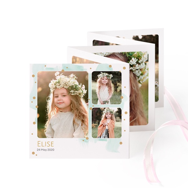 Fold out photo card Square Pink ribbon - set of 12 (8 x 8 cm)