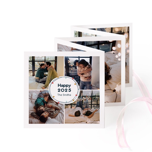 Fold out photo card Square Pink ribbon - set of 12 (8 x 8 cm)