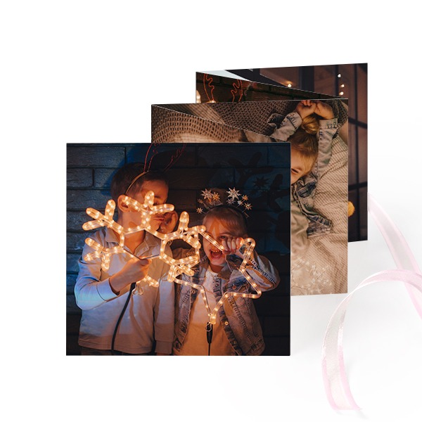 Fold out photo card Square Pink ribbon - set of 12 (8 x 8 cm) Fold out photo card Square Pink ribbon - set of 12 (8 x 8 cm)