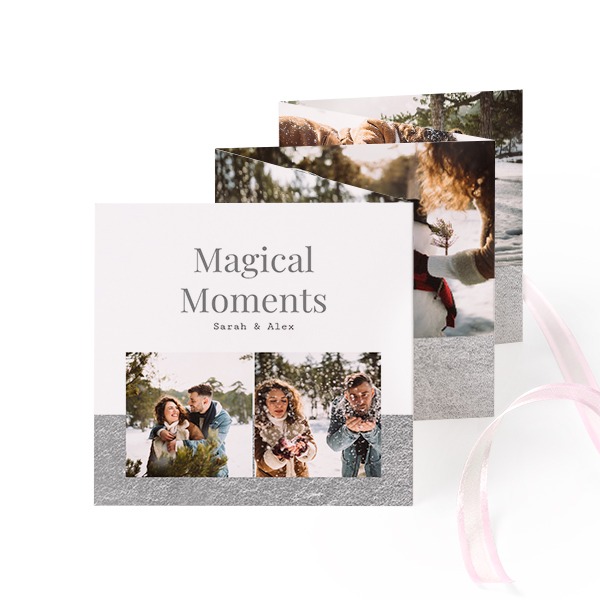 Fold out photo card Square Pink ribbon - set of 12 (8 x 8 cm) Fold out photo card Square Pink ribbon - set of 12 (8 x 8 cm)