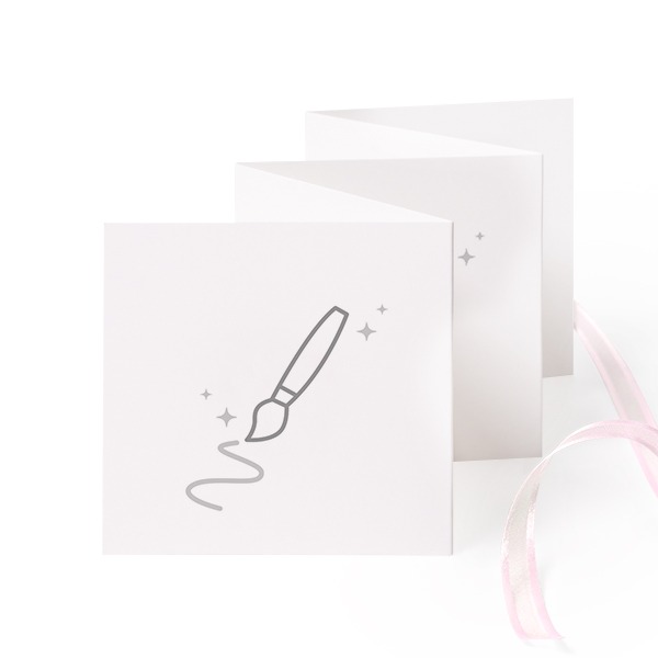 Zigzag fotokaartje Vierkant Roze lint - Set van 12 (8 x 8 cm)