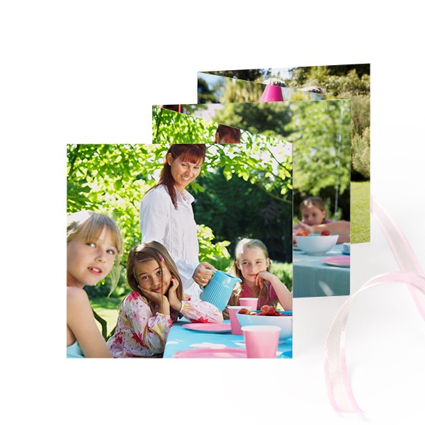 Fold out photo card Square Pink ribbon - set of 12 (8 x 8 cm) Fold out photo card Square Pink ribbon - set of 12 (8 x 8 cm)