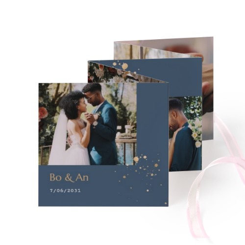 Fold out photo card Square Pink ribbon - set of 12 (8 x 8 cm)