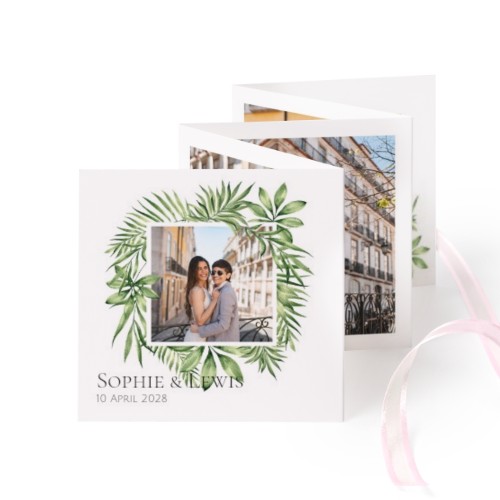 Fold out photo card Square Pink ribbon - set of 12 (8 x 8 cm)