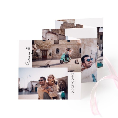 Kuvakortit 10-sivua Neliö Vaaleanpunaista Nauhaa - 12 kpl (8 x 8 cm)