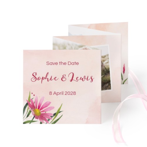 Carte portfolio Carré (lot de 12) ruban rose (8 x 8 cm) Carte portfolio Carré (lot de 12) ruban rose (8 x 8 cm)