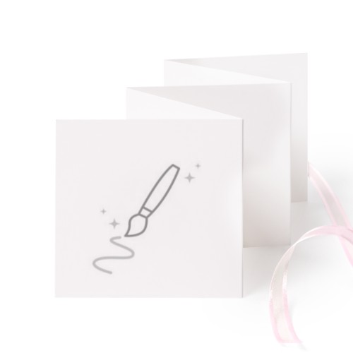 Grusskarte 10-seitig quadratisch Rosa Schleife - 12 Stk. (8 x 8 cm)