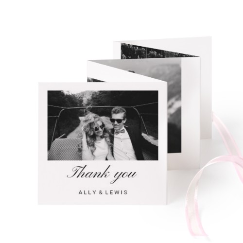 Grusskarte 10-seitig quadratisch Rosa Schleife - 12 Stk. (8 x 8 cm)