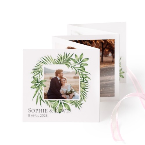 Fold out photo card Square Pink ribbon - set of 12 (8 x 8 cm)