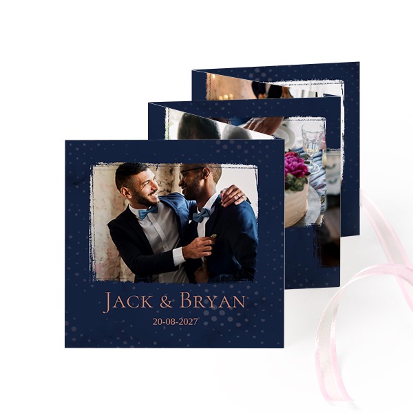 Fold out photo card Square Pink ribbon - set of 12 (8 x 8 cm)