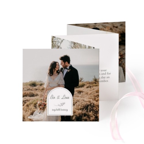 Fold out photo card Square Pink ribbon - set of 12 (8 x 8 cm)