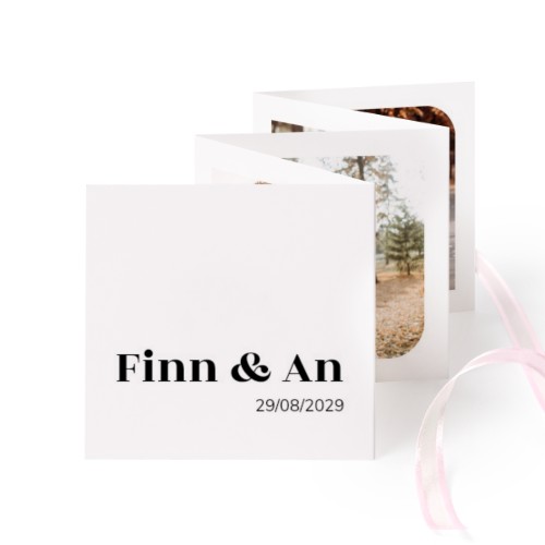 Fold out photo card Square Pink ribbon - set of 12 (8 x 8 cm)