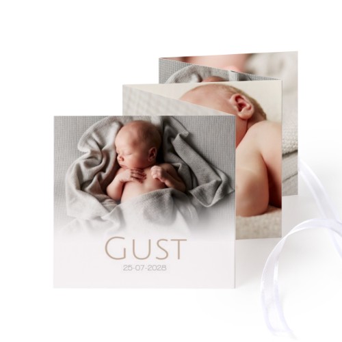 Fold out photo card Square White ribbon - set of 12 (8 x 8 cm)