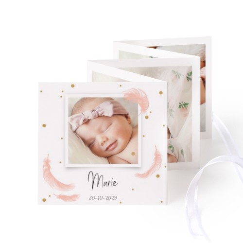 Carte portfolio Carré (lot de 12) ruban blanc (8 x 8 cm)