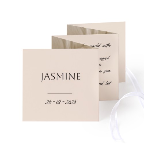 Fold out photo card Square White ribbon - set of 12 (8 x 8 cm)