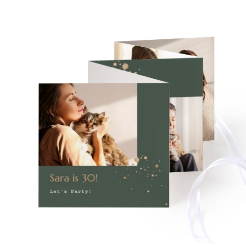 Portfoliokaart Vierkant (Set van 12) Wit lint (8 x 8 cm)