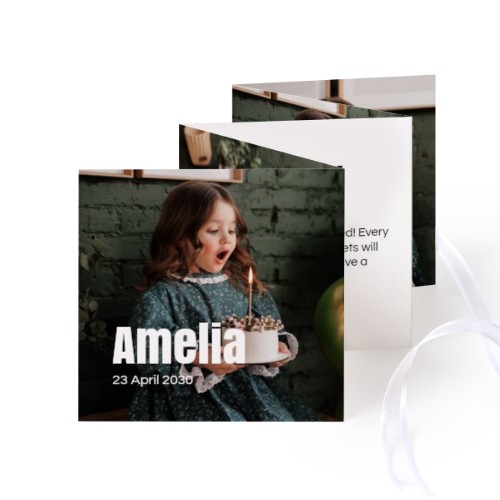 Fold out photo card Square White ribbon - set of 12 (8 x 8 cm) Fold out photo card Square White ribbon - set of 12 (8 x 8 cm)